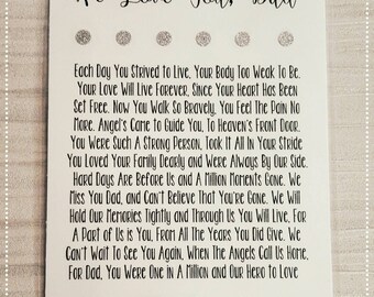 Fathers Day, Memorial Card, In Loving Memory, Grief, Handmade, Dad, Remembrance, Personalised, Funeral, Graveside, Heaven, Keepsake