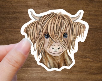 Highland Cow Sticker, Cow Sticker, Animal, Water bottle sticker, laptop sticker, Waterproof Stickers for Hydroflask, Farm sticker, farmer