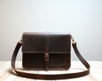 Leather Crossbody Bag for Men Women 11-16 inch Laptop Briefcase Shoulder Messenger Personalized Sleeve