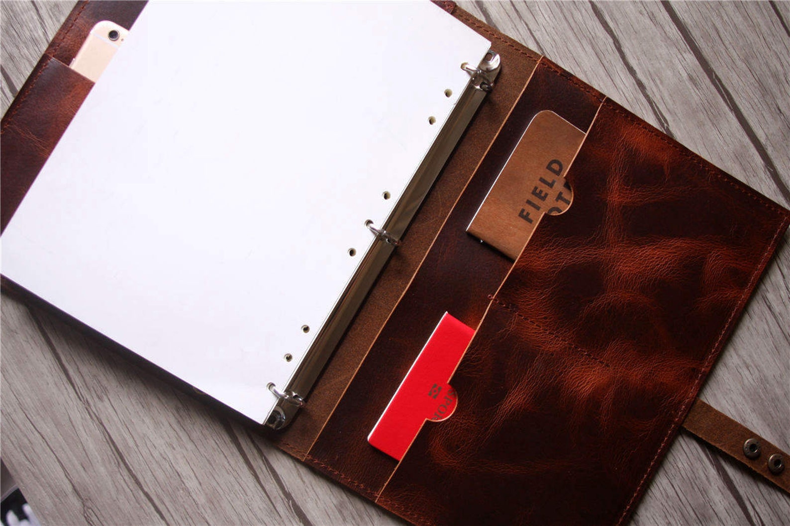 Luxury Leather Binder A4 Zippered Leather Portfolio Travel Etsy