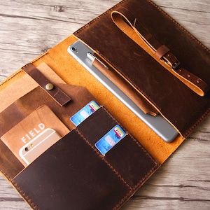 Embossed Leather Portfolio, A4 Folder Padfolio, Travel Planner Organizer, Leather Binder Notebook Cover