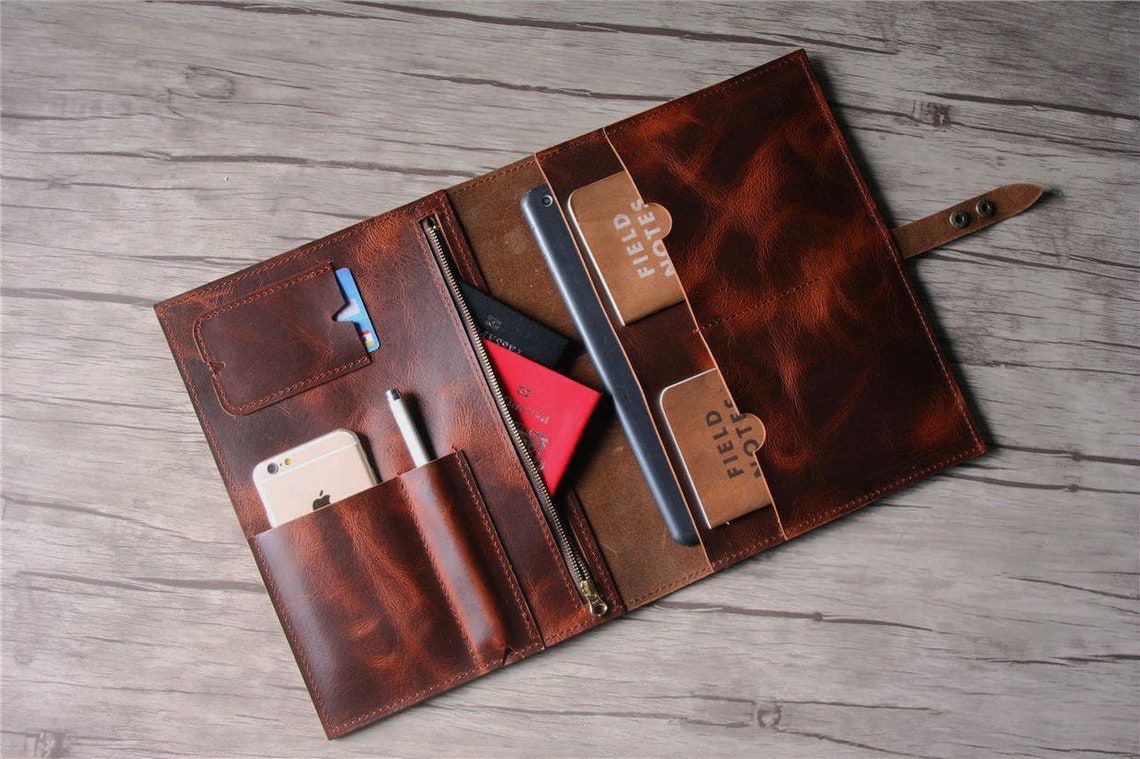 Zipper Luxury Leather Portfolio A4 Binder Leather Portfolio Etsy