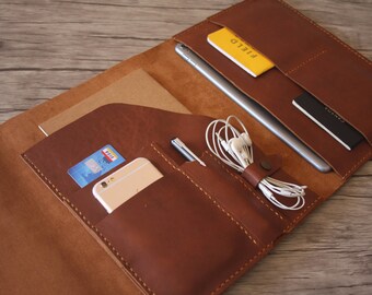 Personalized MacBook Sleeve, New 2016 Macbook Bag Covers, Custom Laptop Case for MacBook, All Laptops - Genuine Luxury Brown Leather