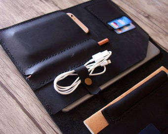 Debossed Leather Organizer, A4 Folder Portfolio, Travel Planner Padfolio, Leather Binder Notebook Cover Folio