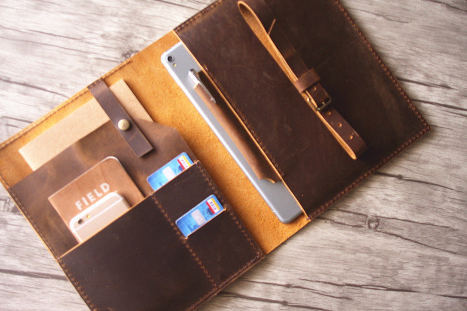 Embossed Leather Portfolio A4 Folder Padfolio Travel Planner Etsy