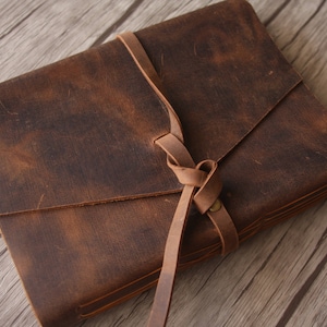 Handmade Leather Photo Album: Personalized Wedding, Baby, or Travel Scrapbook