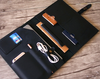 Engraved Leather MacBook Pro Sleeve: Personalized Laptop Case