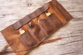 Personalized Mens Leather Watch Roll Storage Holder Bag: Travel Watch Case product logo
