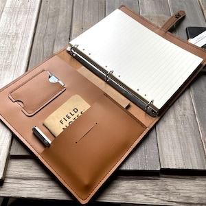 Personalized Leather Journal Binder: Italian Vegetable Tanned Leather, 3/6 Ring Organizer