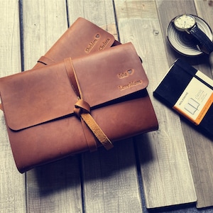 Personalized Leather Photo Album: Handmade Wedding Guest Book, Anniversary Scrapbook