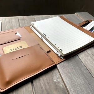 Personalized Italian Leather Portfolio Binder: Travel Organizer Padfolio