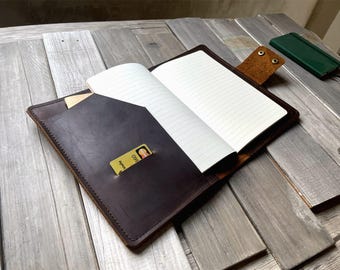 Personalized Leather Notebook Cover: A5 B5 A4 Journal Portfolio