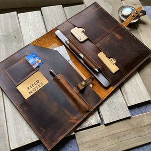 Personalized Leather Macbook Pro Sleeve: Handmade Portfolio Case