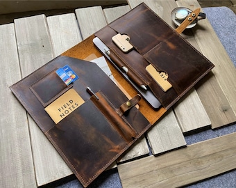 Personalized Leather Macbook Pro Sleeve: Handmade Portfolio Case