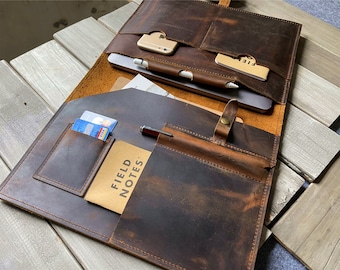 Personalized Leather Macbook Pro Sleeve: Handmade Portfolio Case