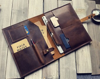 Funda de cuero personalizada para iPad: Funda para iPad Pro/Air/Mini con portalápices