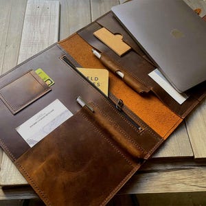 Personalized Leather Laptop Portfolio: Handmade Surface Pro Case