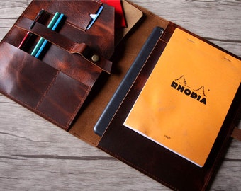 Handmade Leather Portfolio: A4 Planner Organizer, Personalized