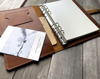 Refillable Saddle Leather Binder: Personalized A5 A4 Organizer