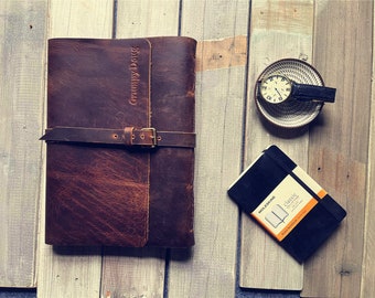 Personalized Leather Journal: Custom Large Small Leather Bound Notebook Lined Blank