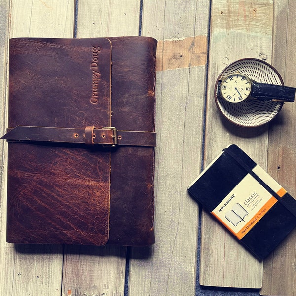 Journal personnalisé en cuir, A5, A6, B5, A4 avec couverture reliée pour cahier, grand ou petit journal avec reliure en cuir, papier ligné, carnet de croquis vierge pour homme