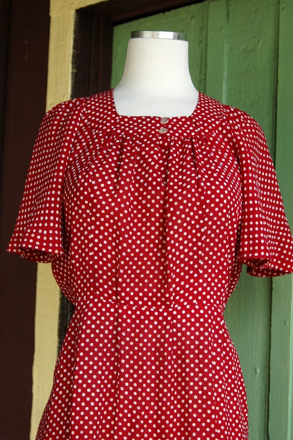 1960s does 1930s 1940s Style Red and White Polka … - image 5