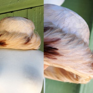 1950s Tan Beige Brown Father Trimmed Hat // 50s Union Made Evelyn Varon Exclusive Hat