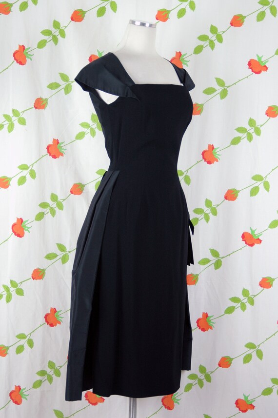 1950s 1960s Black Dress with Overskirt // 50s 60s… - image 4