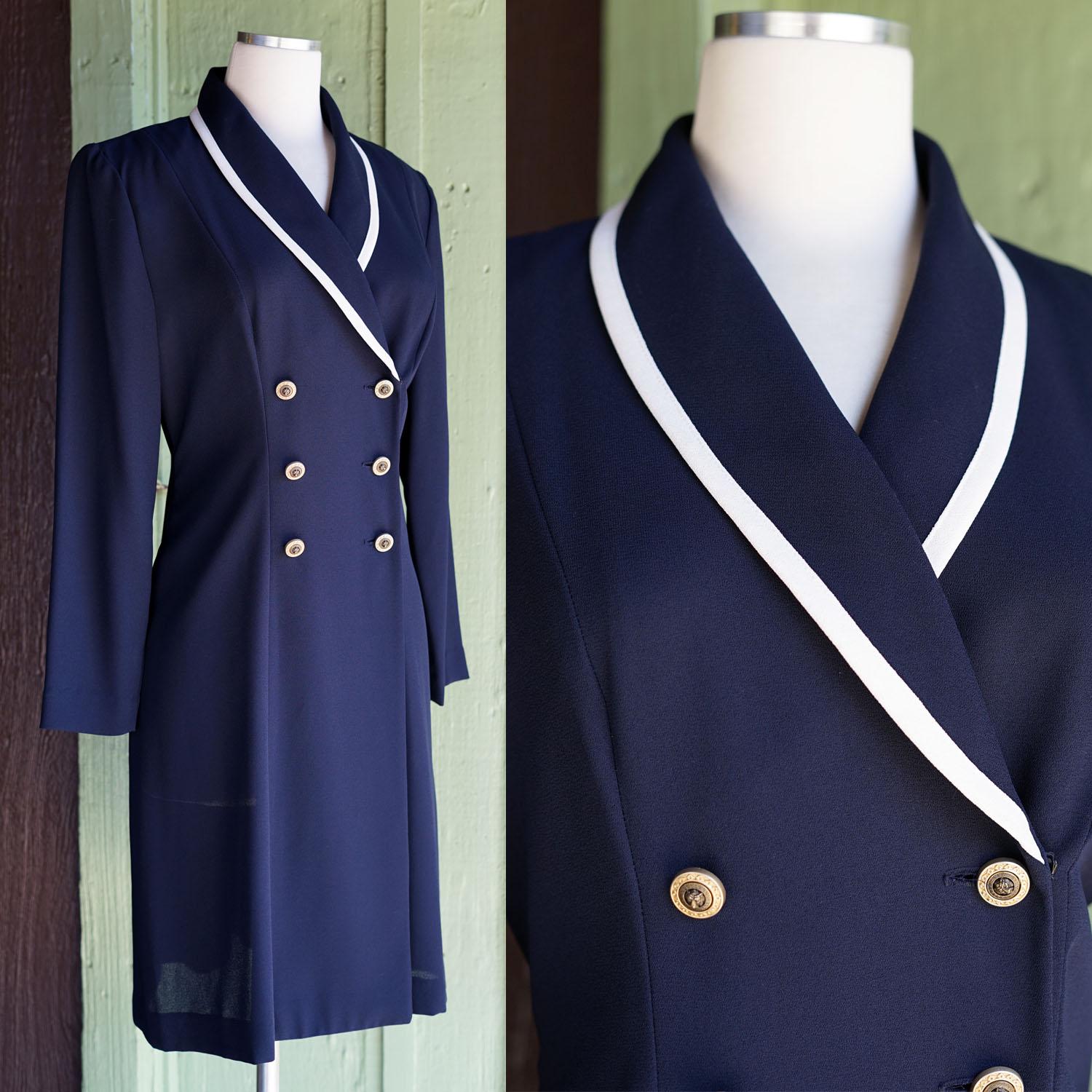 Navy Blue Coat Dress - Etsy