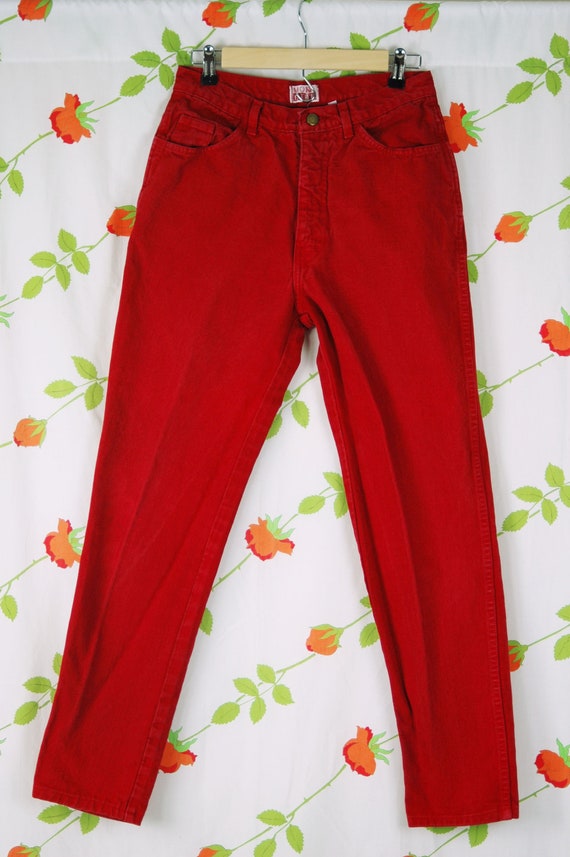 1980s 1990s Red Jeans // 80s 90s Red Moda Intl Mi… - image 3