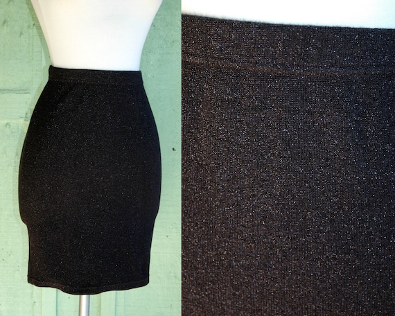 Charcoal Grey Wool Silver Metallic Mini Skirt by M