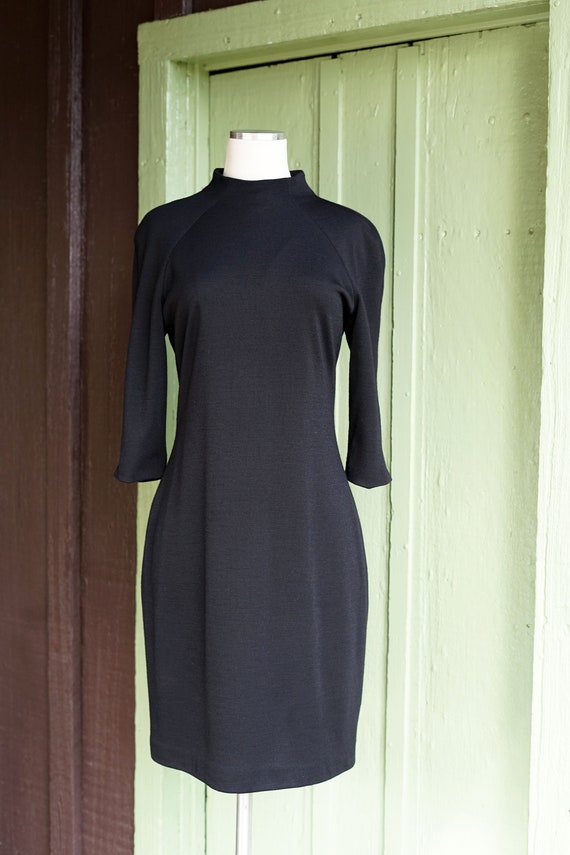 1990s Black Mod Wool Dress // 90s does 60s Futuri… - image 2
