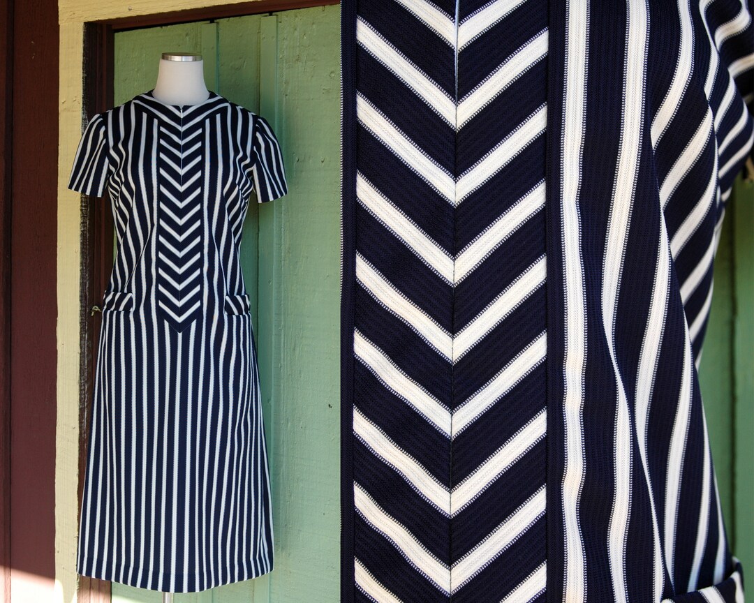 60's Striped Midi Dress with Sailor Bow main image 0