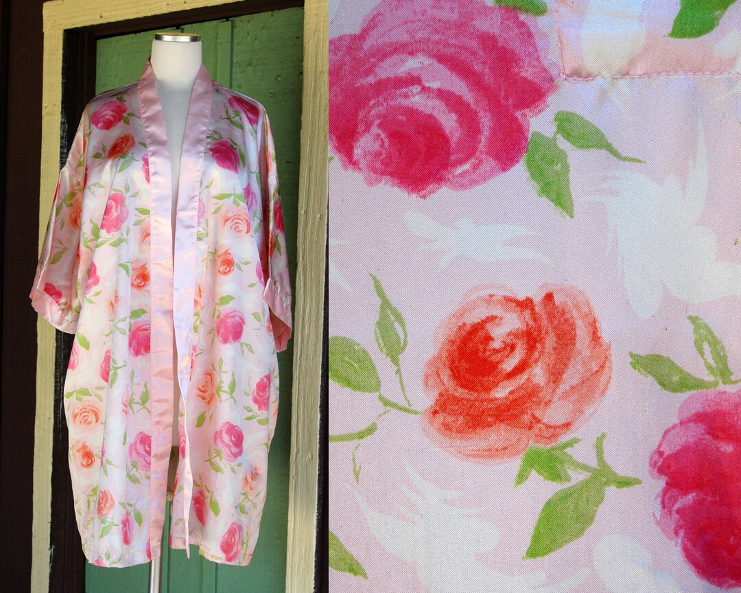 Spring Colors Robe Blush Pink Orange Green Floral Spring Romantic Robe - Etsy