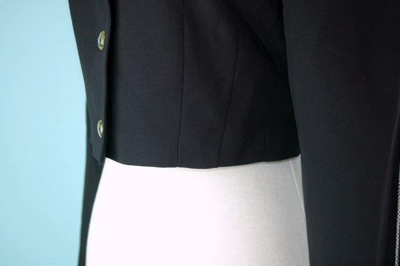 1990s Navy Escada Cropped Blazer with Black and W… - image 5