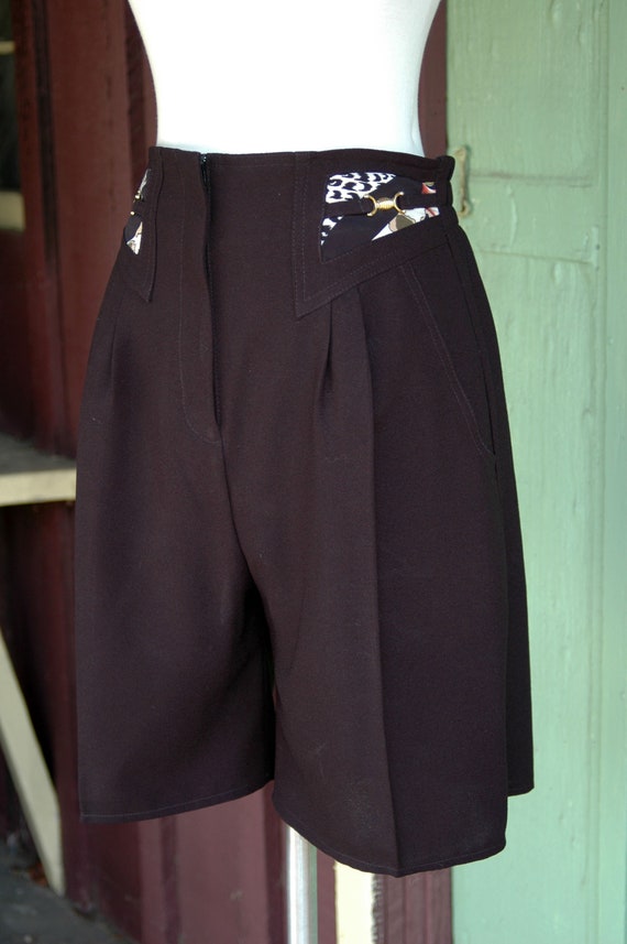 1980s 1990s Black High Waisted Trouser Shorts wit… - image 7