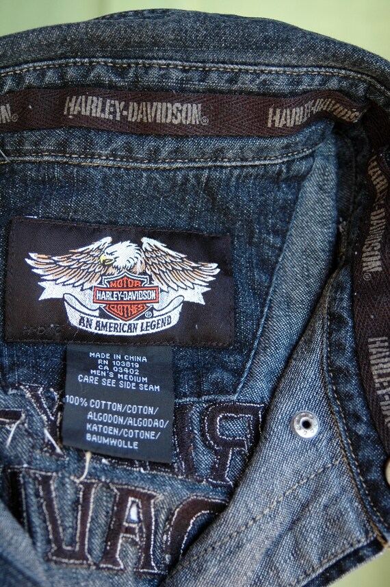 1990s 2000s Black Denim Harley Davidson 