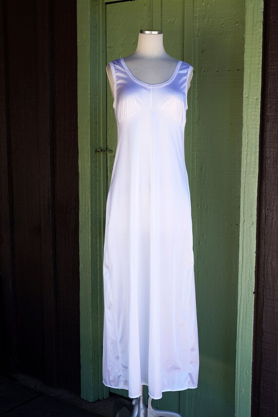 1990s White Nylon Slip Dress // 90s Sleeveless Em… - image 2