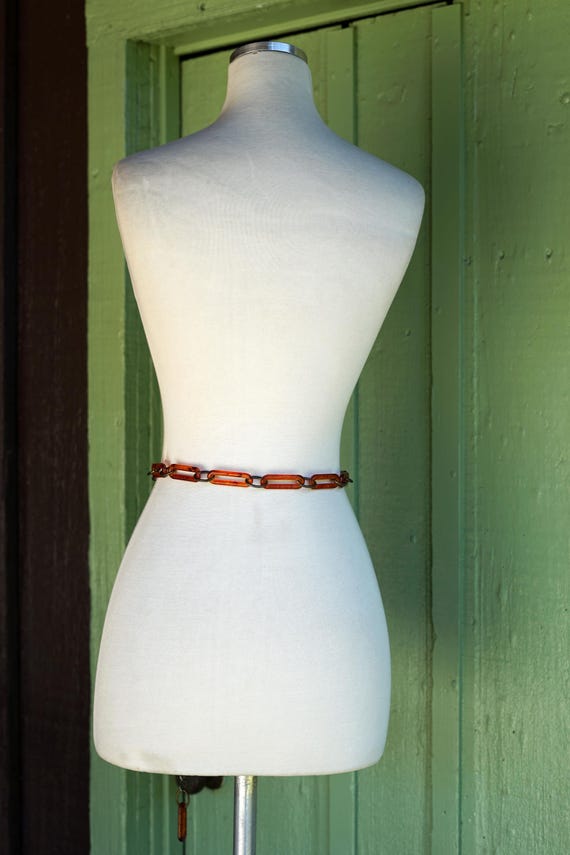 1990s Brown Oblong Chain Link Belt // 90s does 70… - image 7