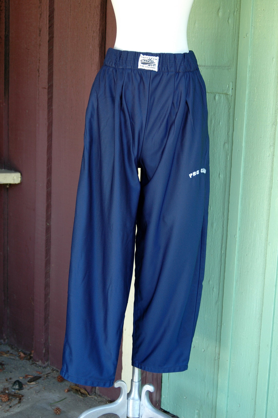 1980s Navy Blue Nylon Workout Pants by California Crazee Wear | Etsy