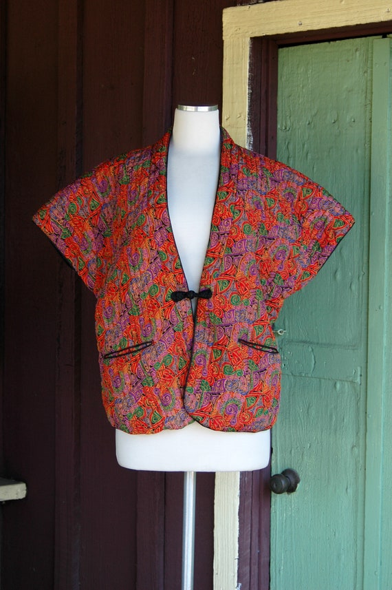 HOLIDAY 1980s Funky Swirl Artsy Red Purple Blue G… - image 2