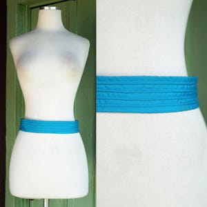 1980s Teal Fabric Belt // 80s 90s Cummerbund Inspired Belt
