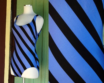1980s Striped One Piece Swimsuit 80s Cole Of California Etsy