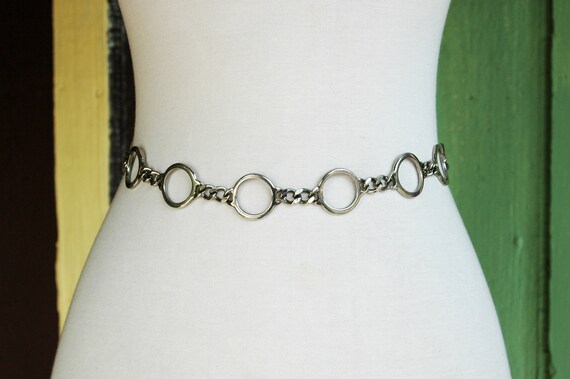 Silver Circle Link Belt with Cuban Link