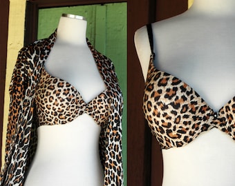 1990s Leopard Print Push Up Bra by Frederick’s of Hollywood 34D
