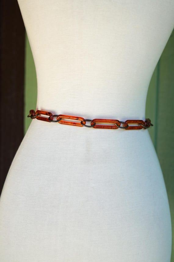 1990s Brown Oblong Chain Link Belt // 90s does 70… - image 8