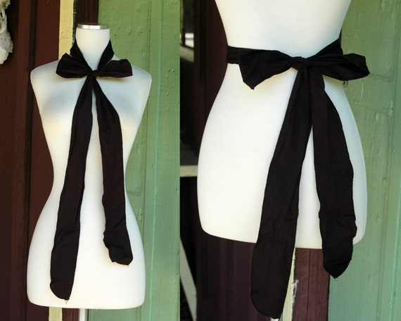 Black Fabric Headscarf Belt Necktie Bow