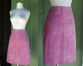 1990s 2000s Pale Purple Suede Skirt by Express // 90s Y2K Lavender Purple Short Leather Skirt