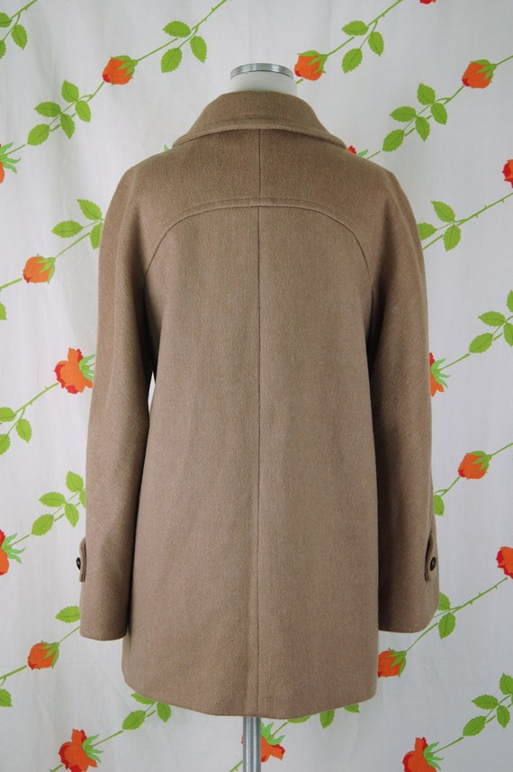 1970s Tan Coat with Brown Buttons // 70s Hip Leng… - image 7