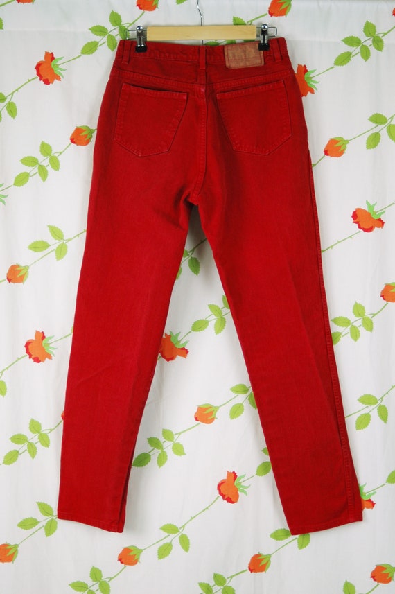 1980s 1990s Red Jeans // 80s 90s Red Moda Intl Mi… - image 4